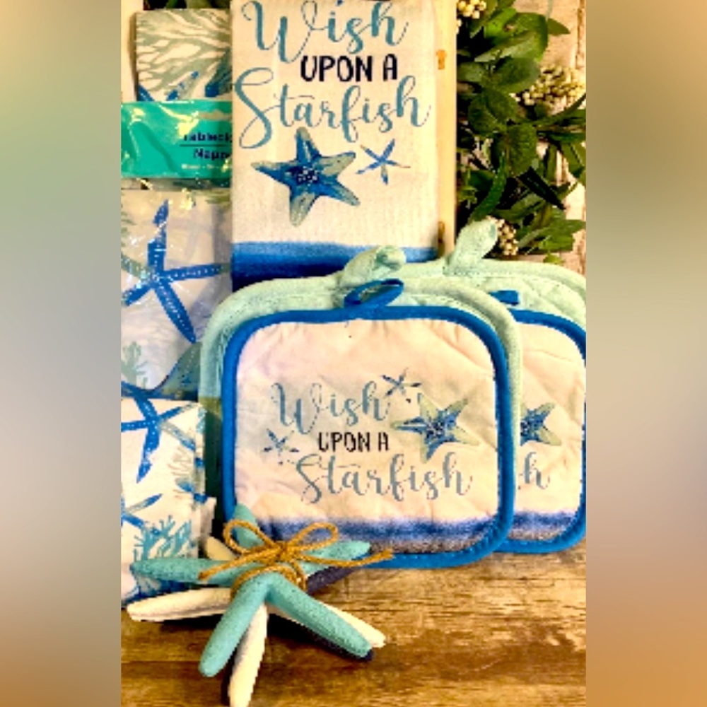 🏝️ 3 PIECE BEACH KITCHEN LINEN SET 🏝️